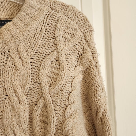 American Eagle Sweater XS Tan Beige Cable - Picture 5 of 13